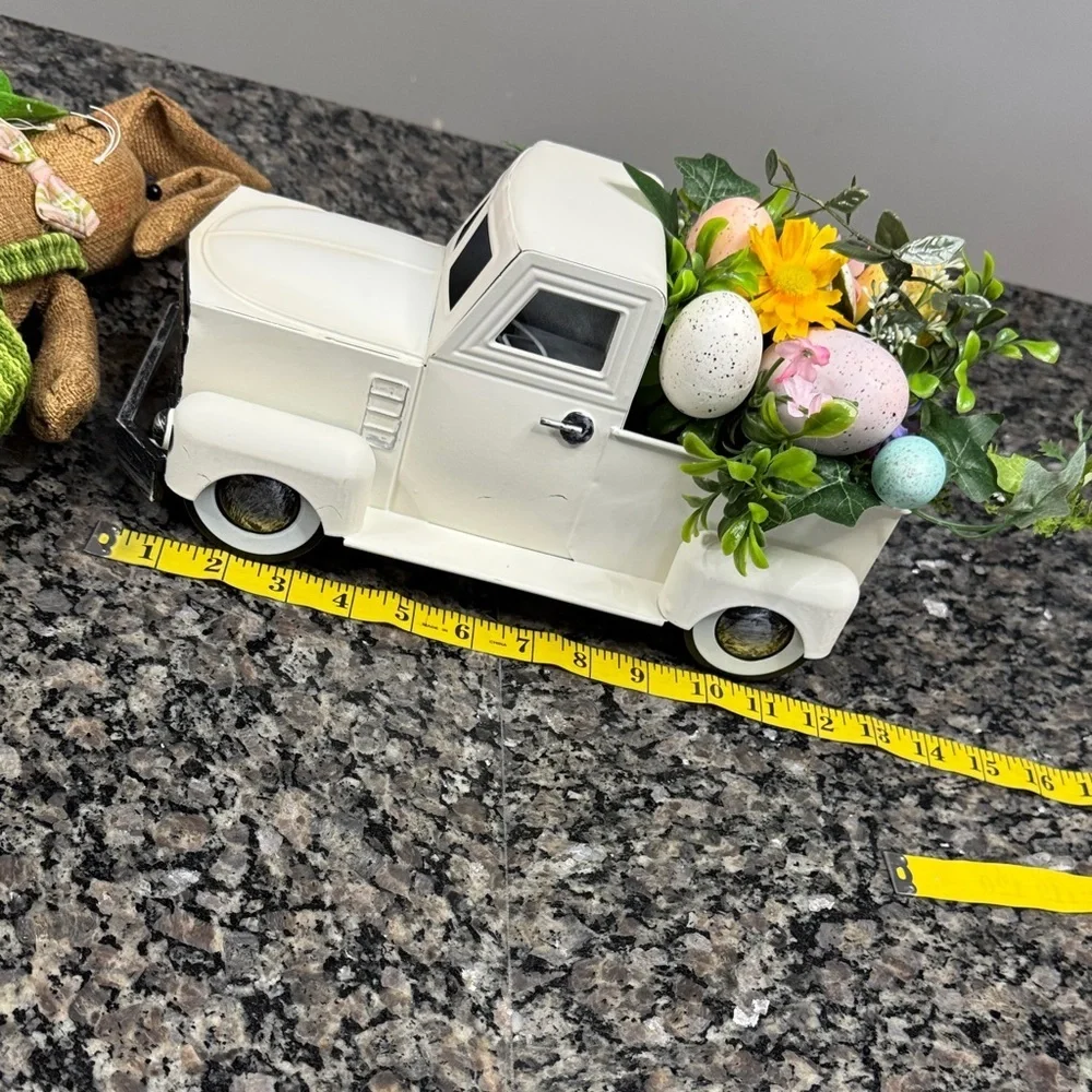 Easter Bunny and White Truck Home Accent EUC